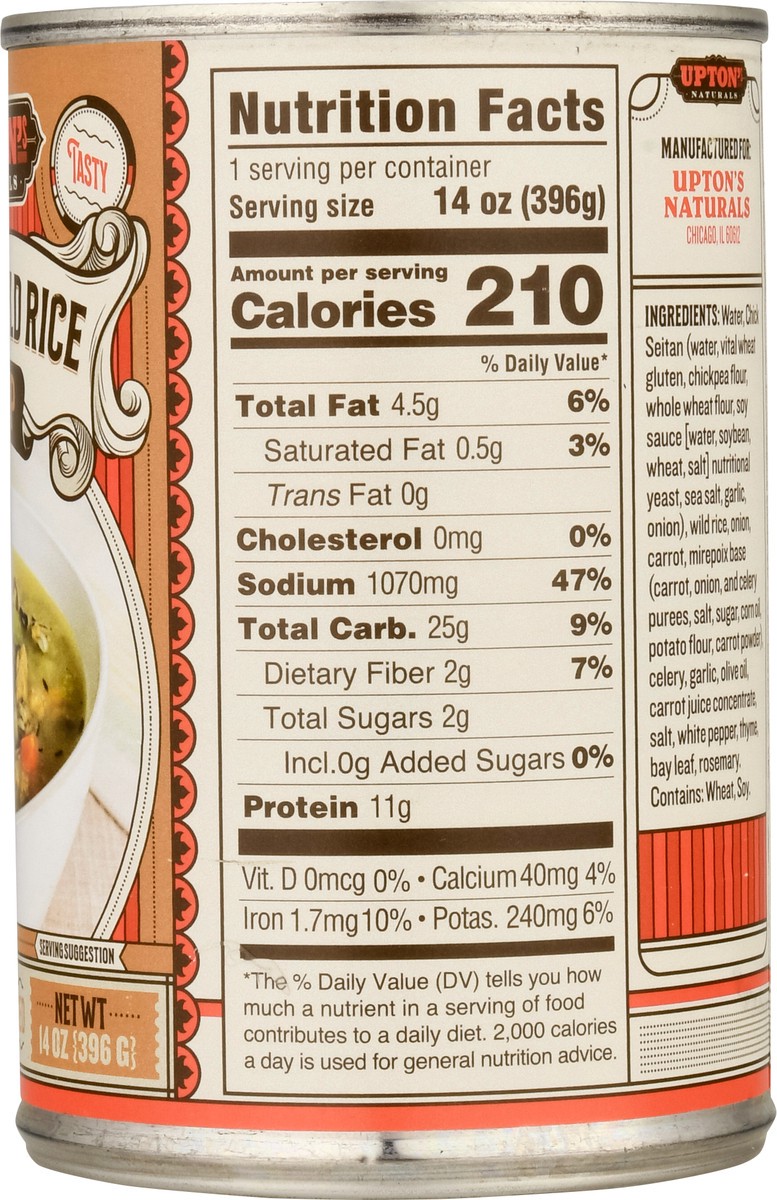 slide 7 of 9, Upton's Naturals Chick & Wild Rice Soup 14 oz, 14 oz