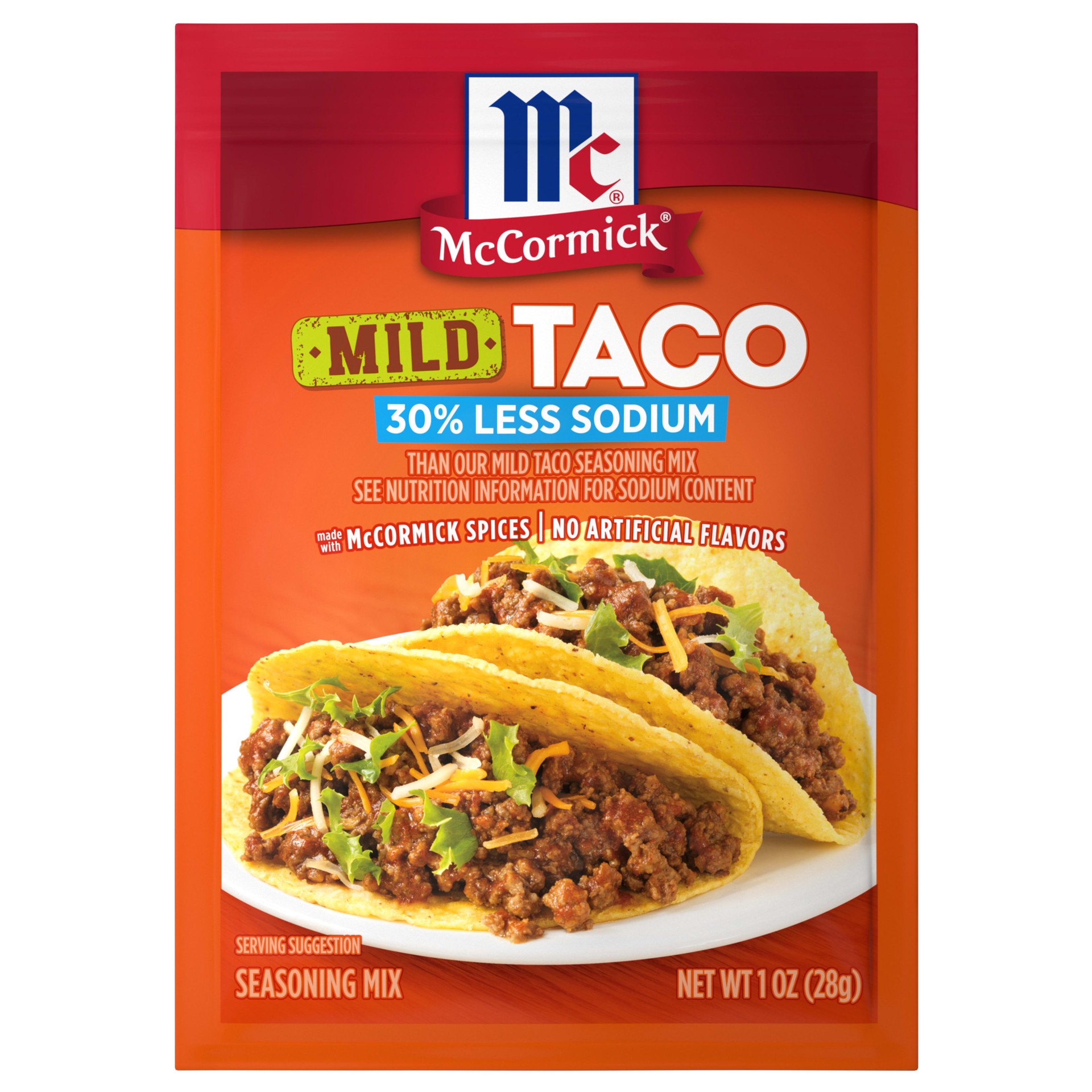 slide 1 of 7, McCormick Mild Taco Seasoning Mix - 30% Less Sodium, 1 oz