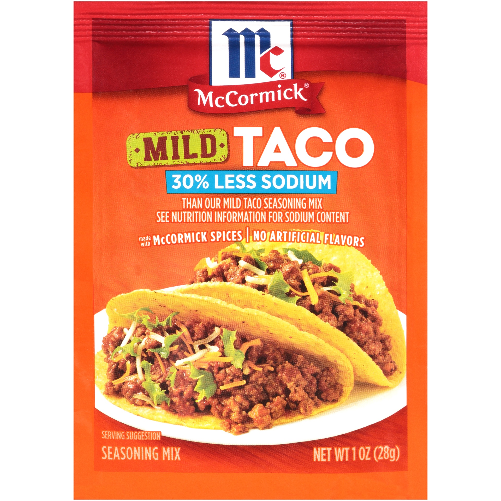 slide 1 of 6, McCormick 30% Less Sodium Mild Taco Seasoning Mix, 1 oz