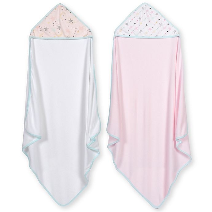 slide 1 of 4, Just Born Love and Sugar Hooded Towels - Pink, 2 ct