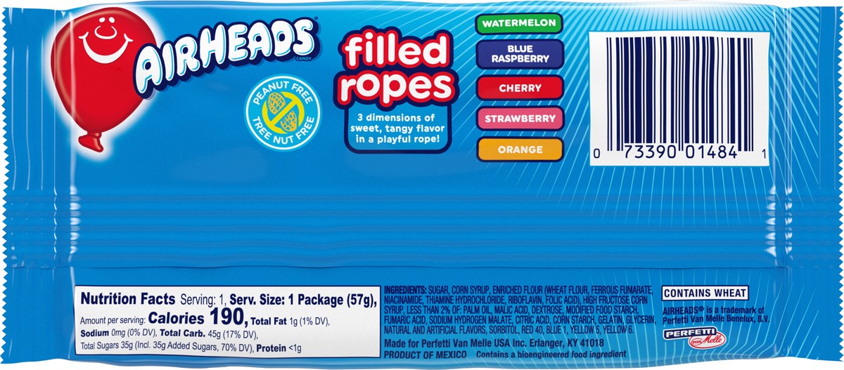 Airheads Filled Ropes, Original Fruit, Candy, Assorted Fruit Flavors ...
