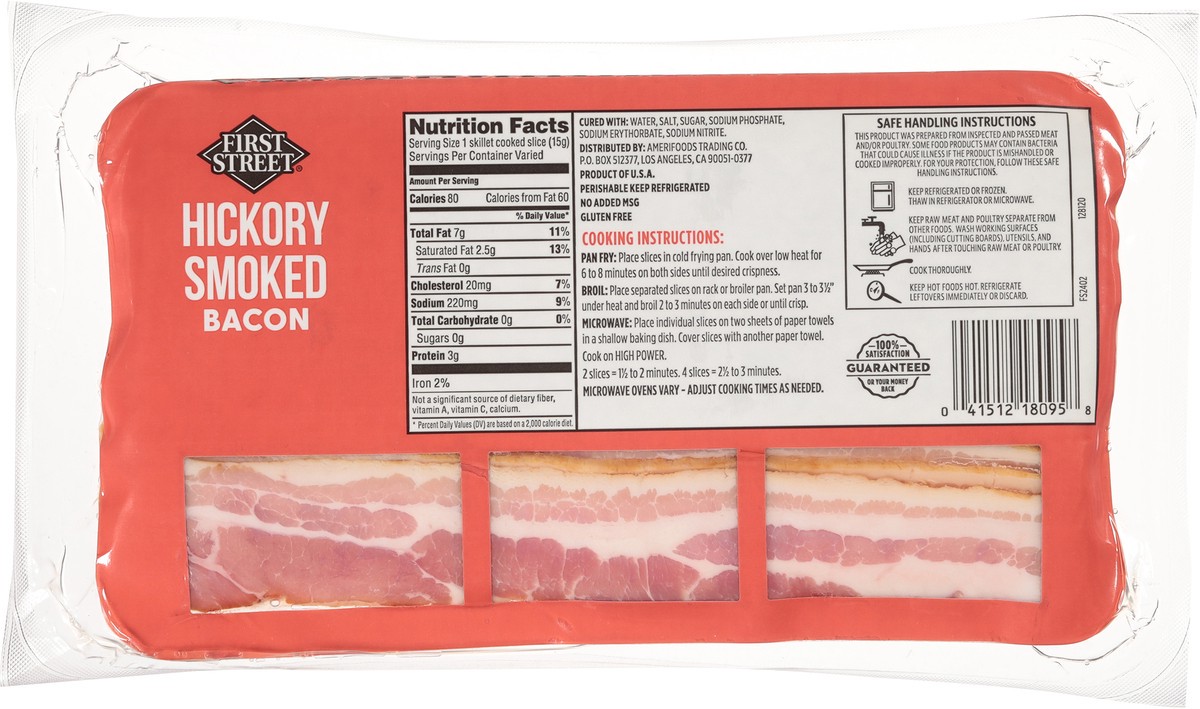 slide 6 of 14, First Street Hickory Smoked Bacon, 12 oz