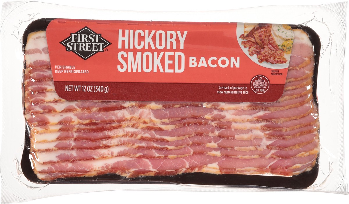 slide 13 of 14, First Street Hickory Smoked Bacon, 12 oz