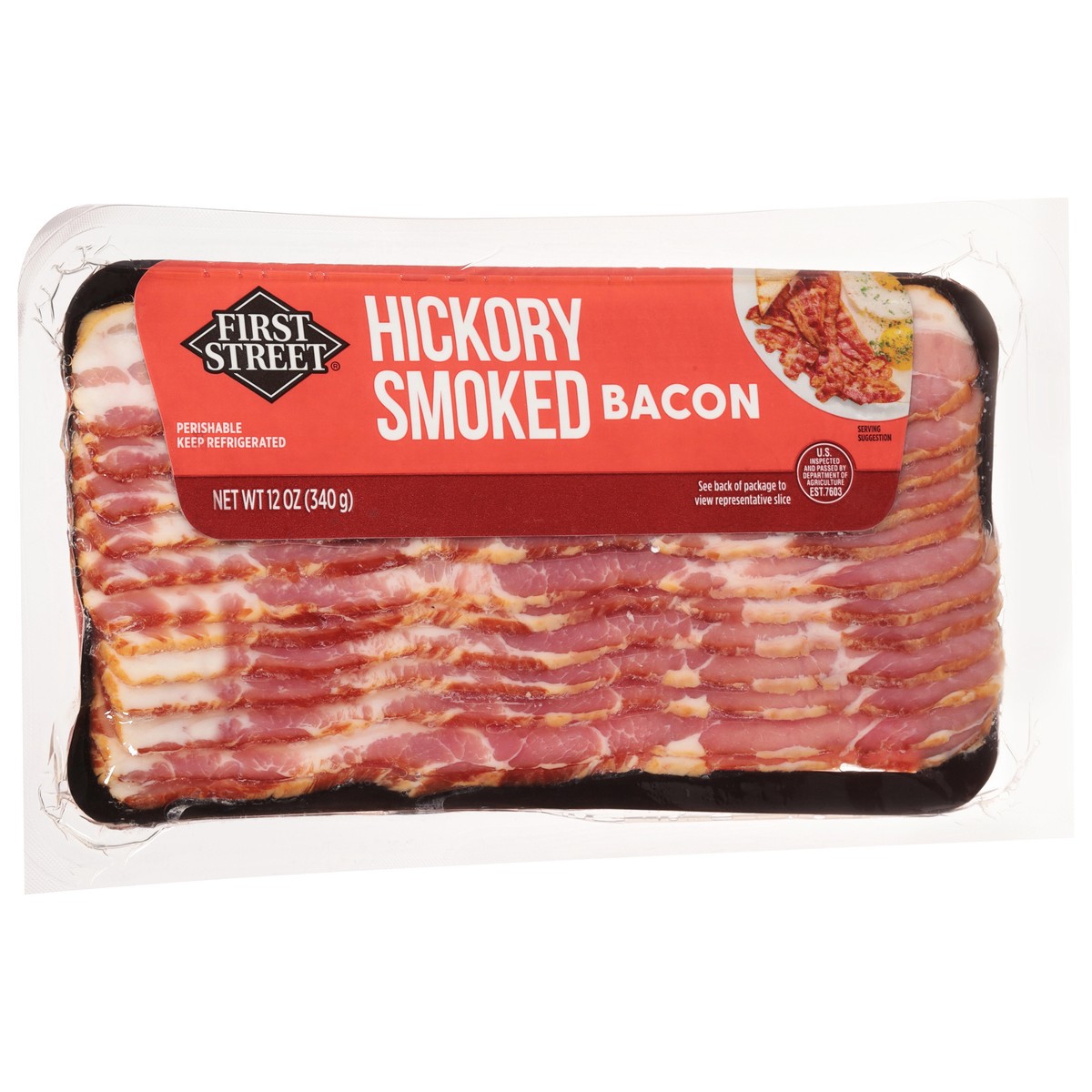 slide 3 of 14, First Street Hickory Smoked Bacon, 12 oz