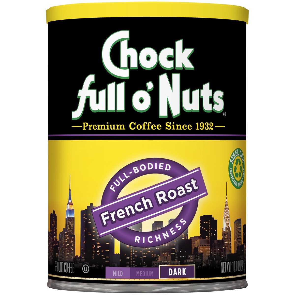 slide 5 of 7, Chock Full O' Nuts French Roast Dark Ground Coffee - 10.3 oz, 10.3 oz