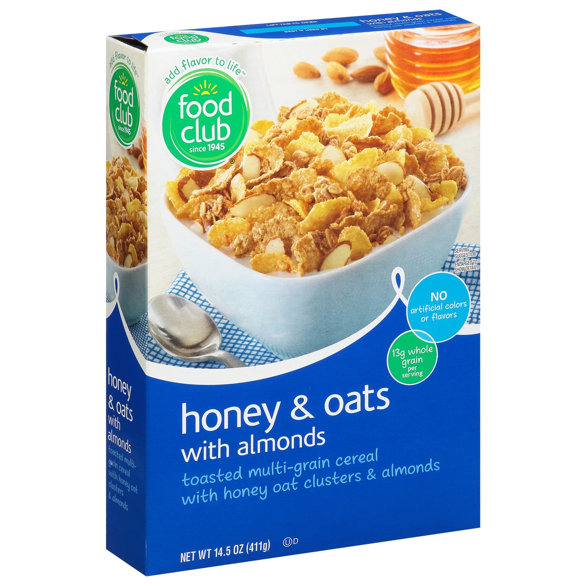 slide 6 of 11, Food Club Honey & Oats with Almonds Cereal, 14.5 oz