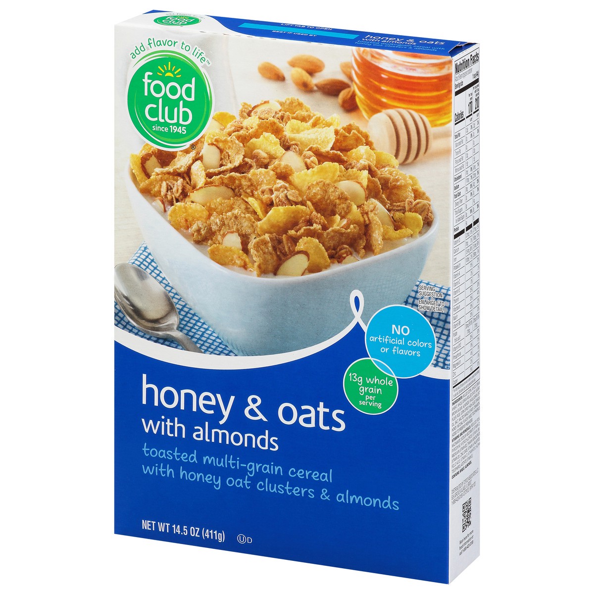 slide 4 of 11, Food Club Honey & Oats with Almonds Cereal, 14.5 oz