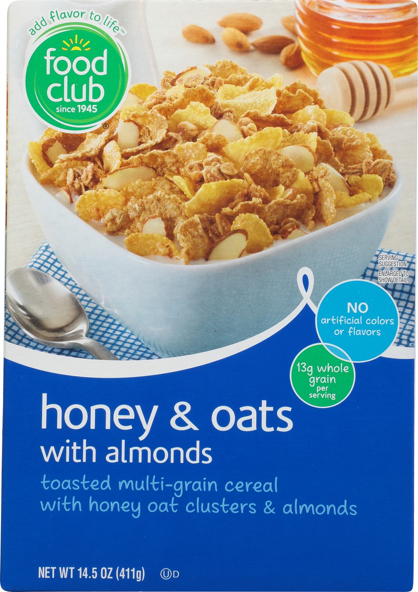 slide 10 of 11, Food Club Honey & Oats with Almonds Cereal, 14.5 oz