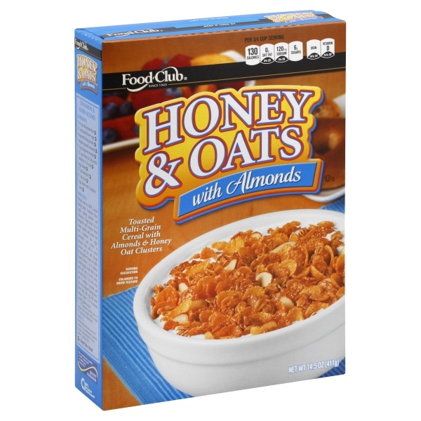 slide 1 of 1, Food Club Honey & Oats with Almonds Cereal, 14.5 oz