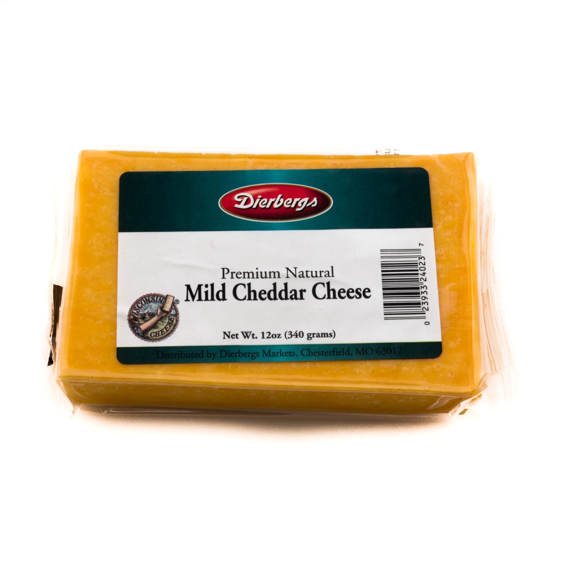 slide 1 of 1, Dierbergs Premium Mild Cheddar Cheese Chunk, 12 oz