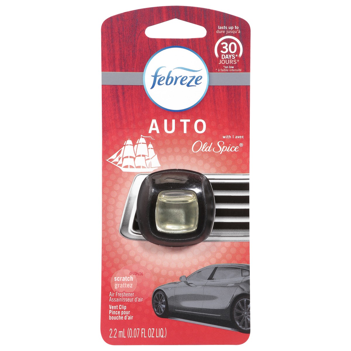 slide 5 of 11, Febreze Auto Vent Clip Old Spice Air Freshener 0.07 fl oz, 0.07 fl oz