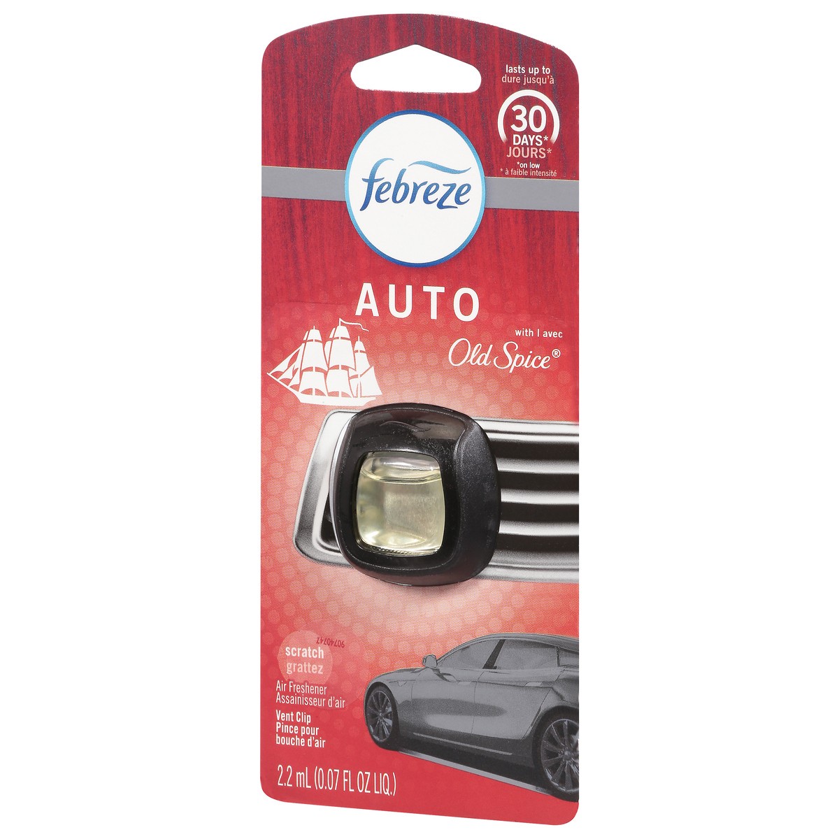 slide 2 of 11, Febreze Auto Vent Clip Old Spice Air Freshener 0.07 fl oz, 0.07 fl oz