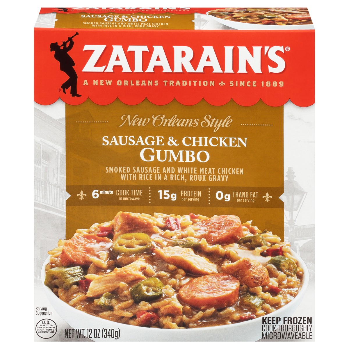 slide 1 of 5, Zatarain's Frozen Meal - Gumbo - Sausage & Chicken, 12 oz