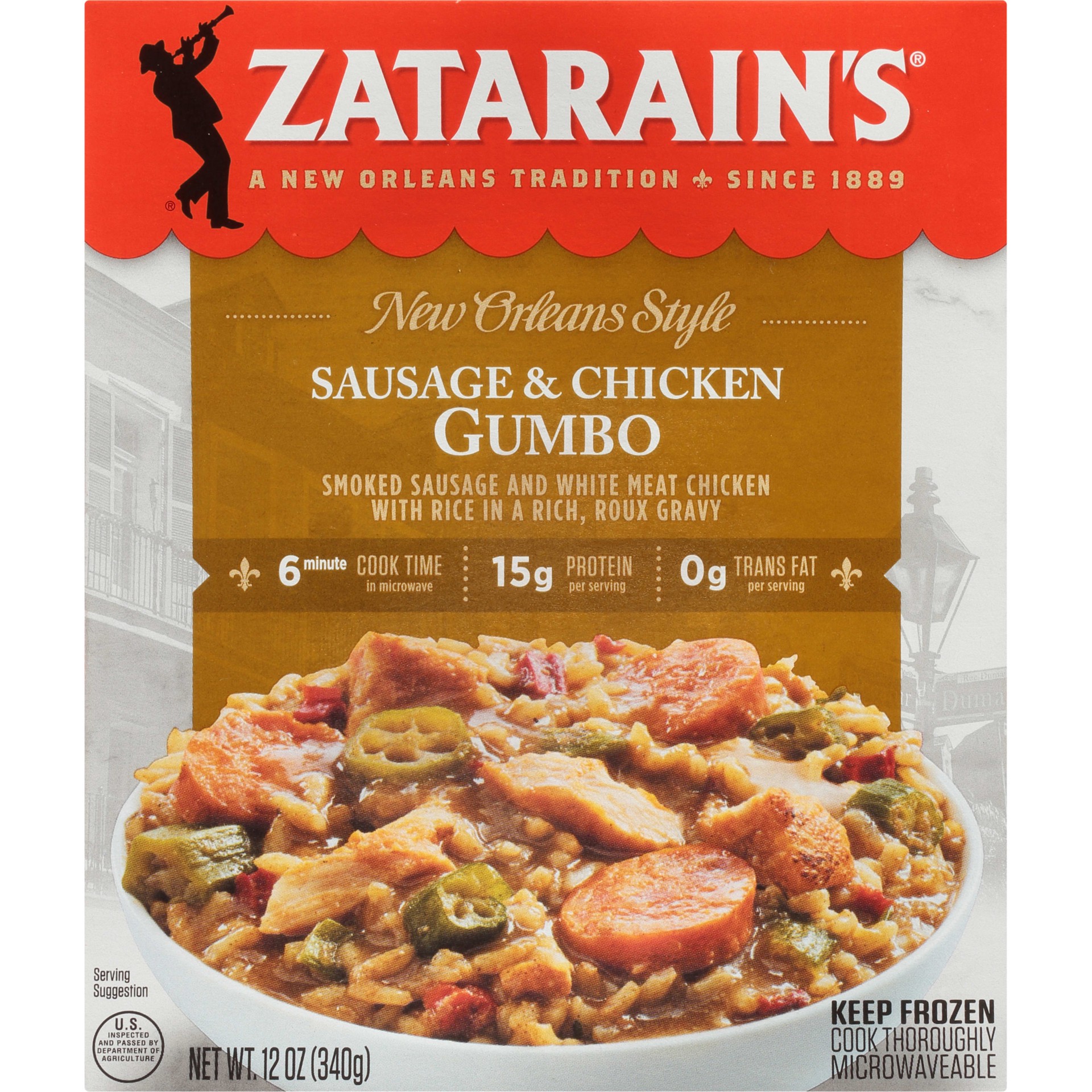 slide 1 of 5, Zatarain's Frozen Meal - Gumbo - Sausage & Chicken, 12 oz