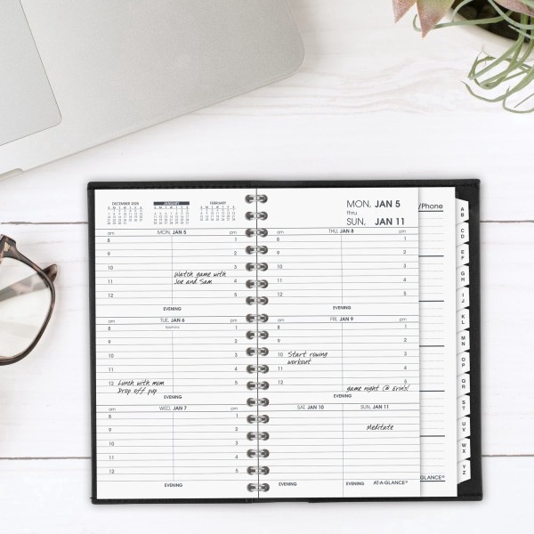 slide 4 of 10, AT-A-GLANCE® 2026 Refillable Weekly Appointment Book Planner, Black, Pocket, 3 1/4"" x 6 1/4"", 1 ct