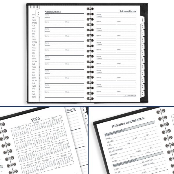 slide 6 of 10, AT-A-GLANCE® 2026 Refillable Weekly Appointment Book Planner, Black, Pocket, 3 1/4"" x 6 1/4"", 1 ct
