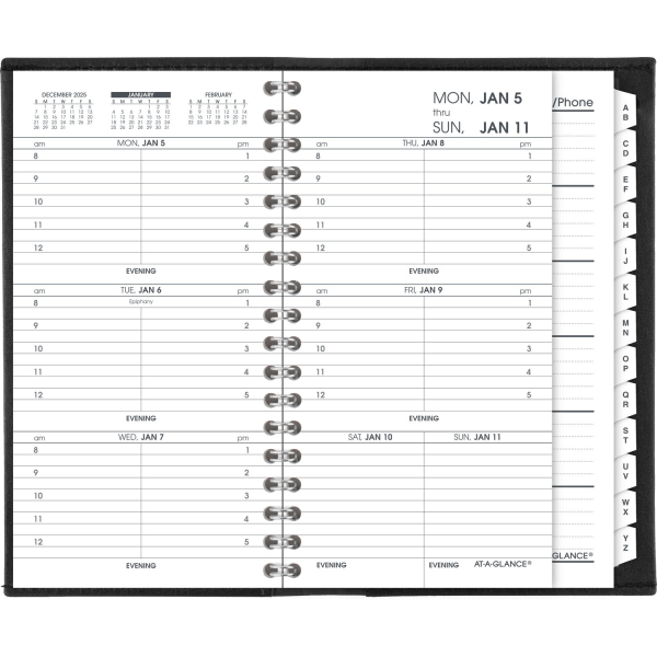 slide 7 of 10, AT-A-GLANCE® 2026 Refillable Weekly Appointment Book Planner, Black, Pocket, 3 1/4"" x 6 1/4"", 1 ct