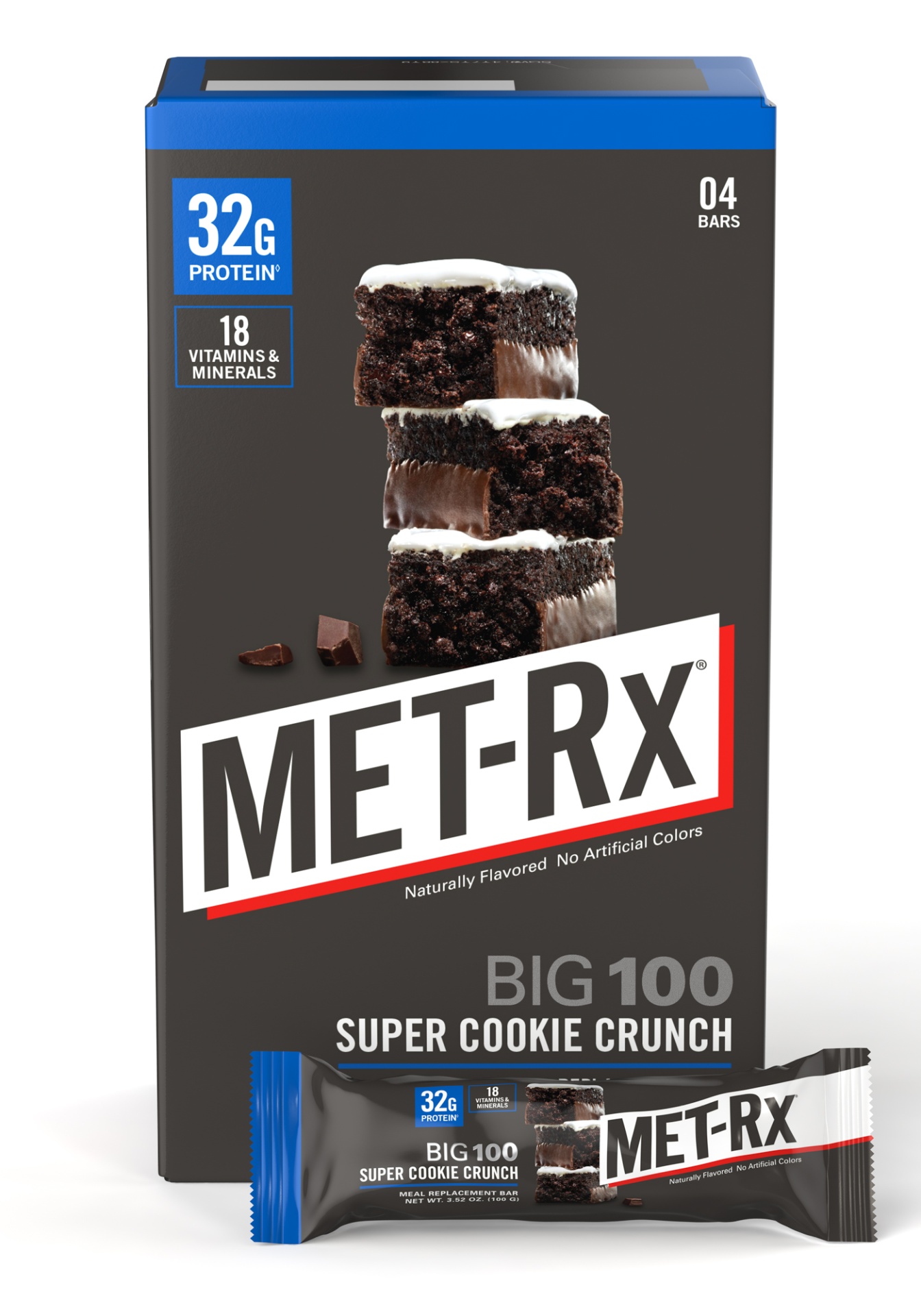 slide 1 of 2, Met-Rx Big 100 Super Cookie Crunch Meal Replacement Bars, 4 ct