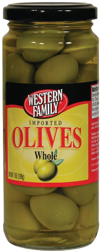 slide 1 of 1, Western Family Imported Olives Whole, 7 oz