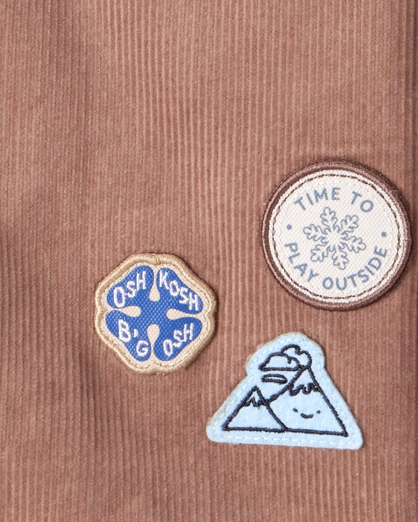 slide 2 of 3, Oshkosh Toddler Boy Camping Badges Corduroy Button-Down Shirt - Brown Brown 5T, 1 ct