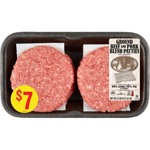 slide 1 of 1, Ground Beef And Pork Blend Patties 80% Lean 20% Fat, 1.33 lb, 1.33 lb