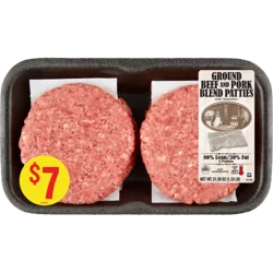 Ground Beef And Pork Blend Patties 80% Lean 20% Fat, 1.33 lb