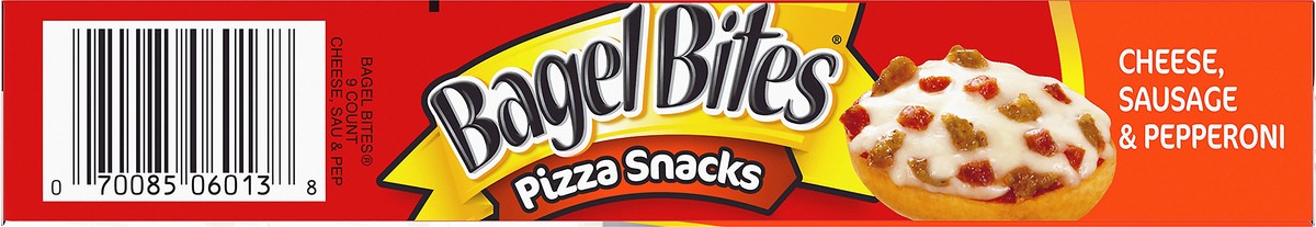 slide 7 of 9, Bagel Bites Cheese, Sausage & Pepperoni Mini Pizza Bagel Frozen Snacks, 9 ct Box, 7 oz