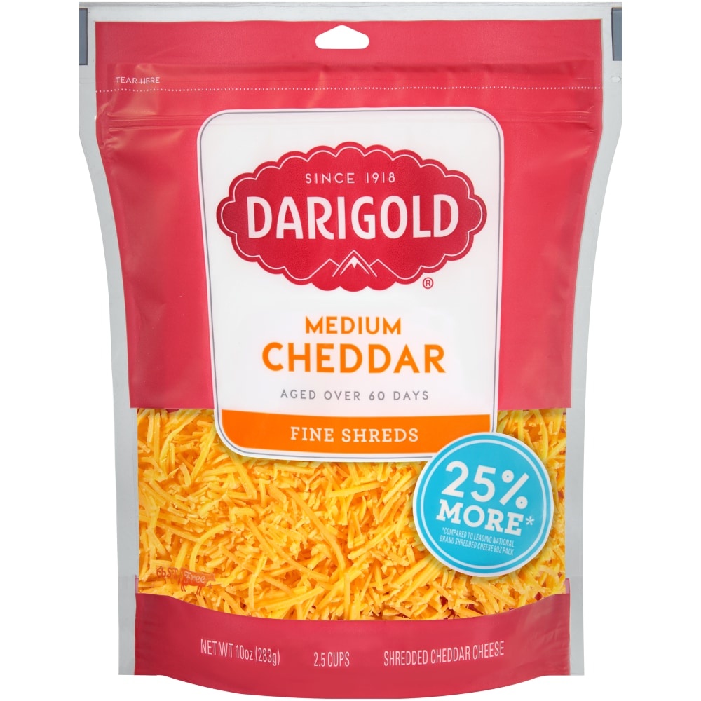 slide 1 of 1, Darigold Medium Cheddar Fine Shredded Cheese, 10 oz