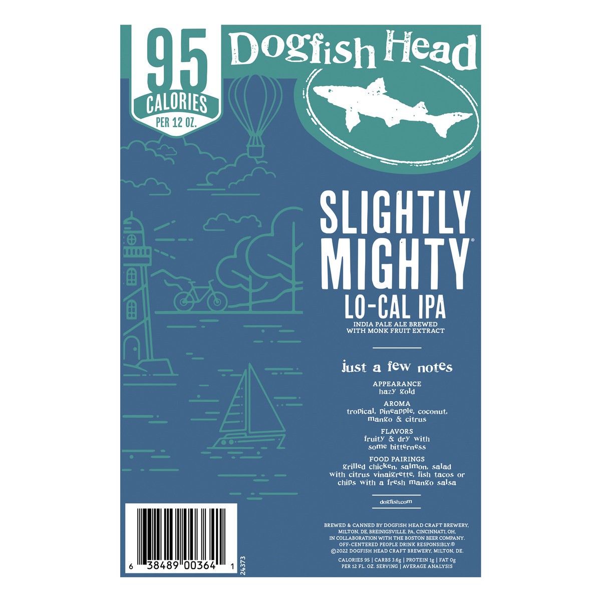 slide 4 of 8, Dogfish Head Slightly Mighty Lo-Cal IPA Beer (12 fl. oz. Can, 6pk.), 6 ct; 12 oz