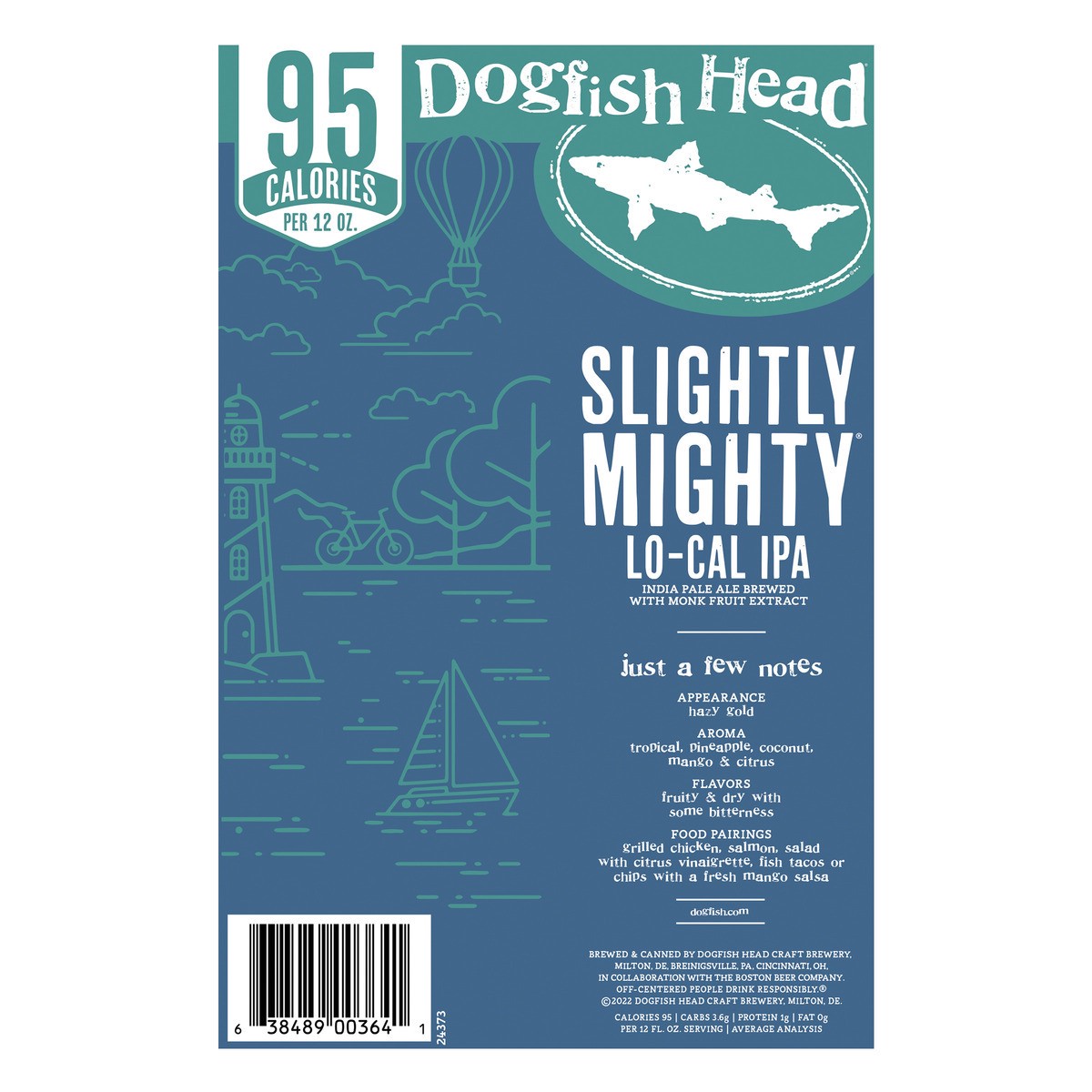 slide 6 of 8, Dogfish Head Beer Slightly Mighty Lo-Cal IPA (12 fl. oz. Can, 6pk.), 6 ct; 12 oz