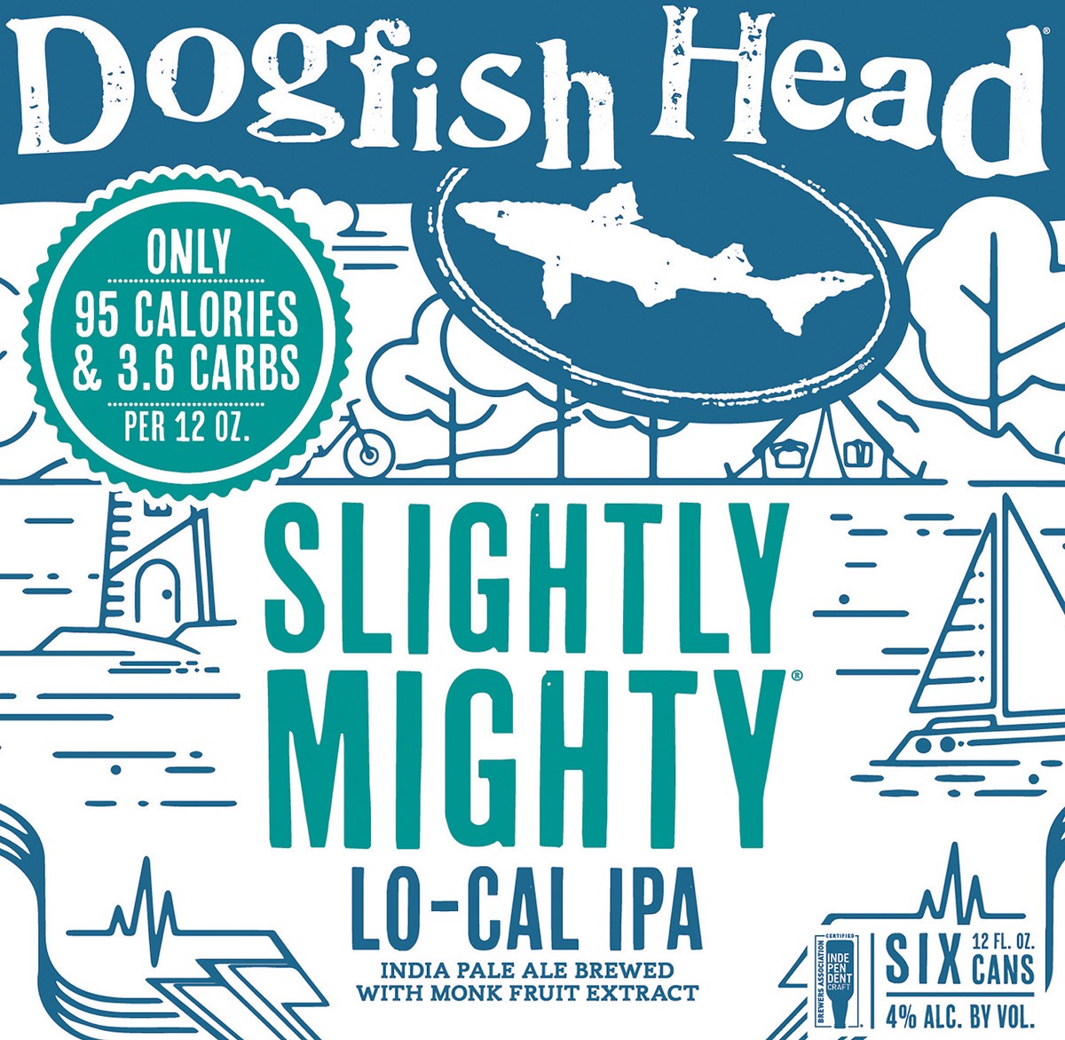 slide 7 of 8, Dogfish Head Beer Slightly Mighty Lo-Cal IPA (12 fl. oz. Can, 6pk.), 6 ct; 12 oz