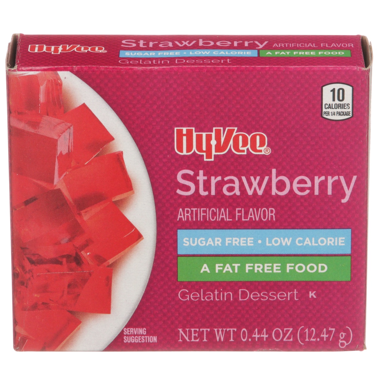 slide 1 of 1, Hy-vee Strawberry Sugar Free Low Calorie Gelatin Dessert, 0.44 oz