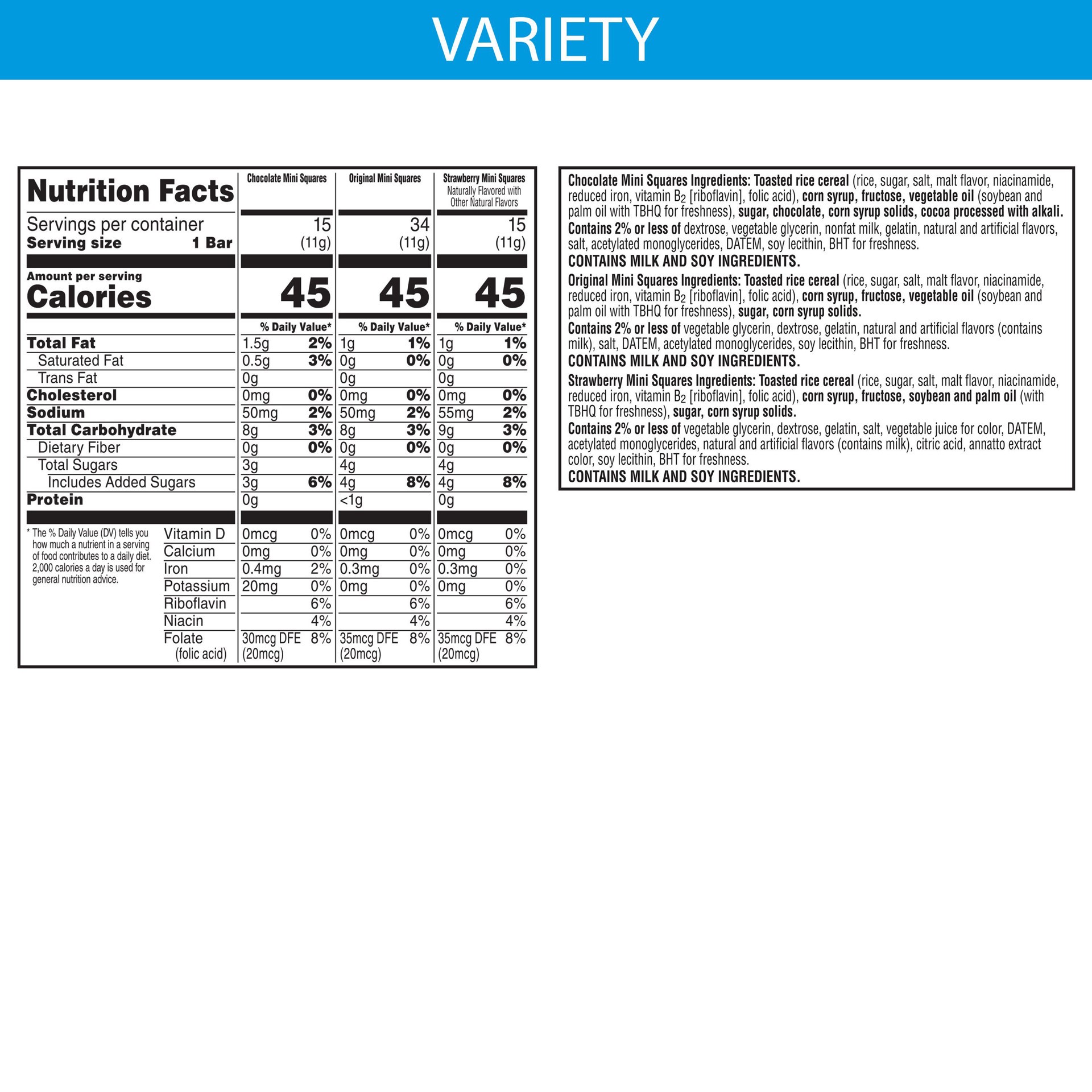 slide 2 of 5, Rice Krispies Treats Kellogg's Rice Krispies Treats Mini Marshmallow Snack Bars, Variety Pack, 24.8 oz, 64 Count, 24.8 oz