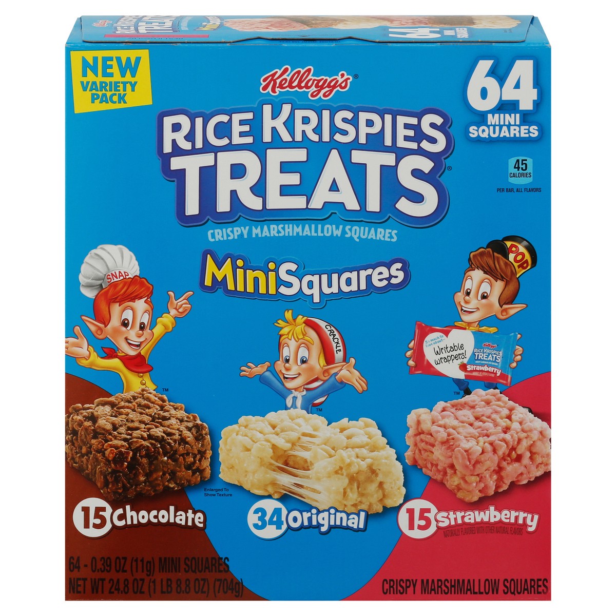 slide 1 of 5, Rice Krispies Treats Kellogg's Rice Krispies Treats Mini Marshmallow Snack Bars, Variety Pack, 24.8 oz, 64 Count, 24.8 oz
