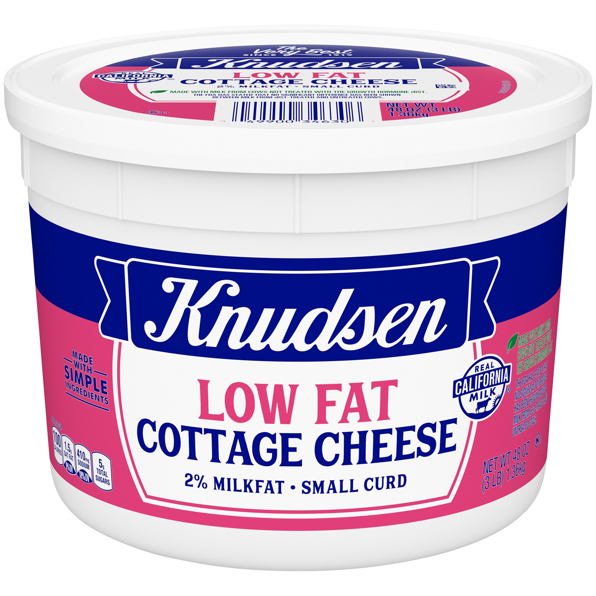 slide 1 of 11, Knudsen Lowfat Small Curd Cottage Cheese with 2% Milkfat, 48 oz Tub, 48 oz