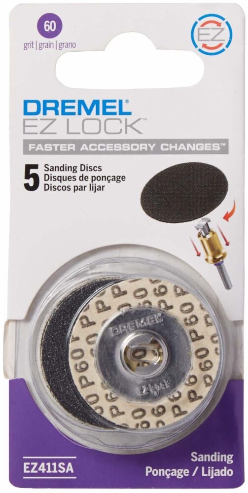 slide 1 of 1, Dremel Ez Lock 60-Grit Sanding Discs - 5 Pack, 1.25 in