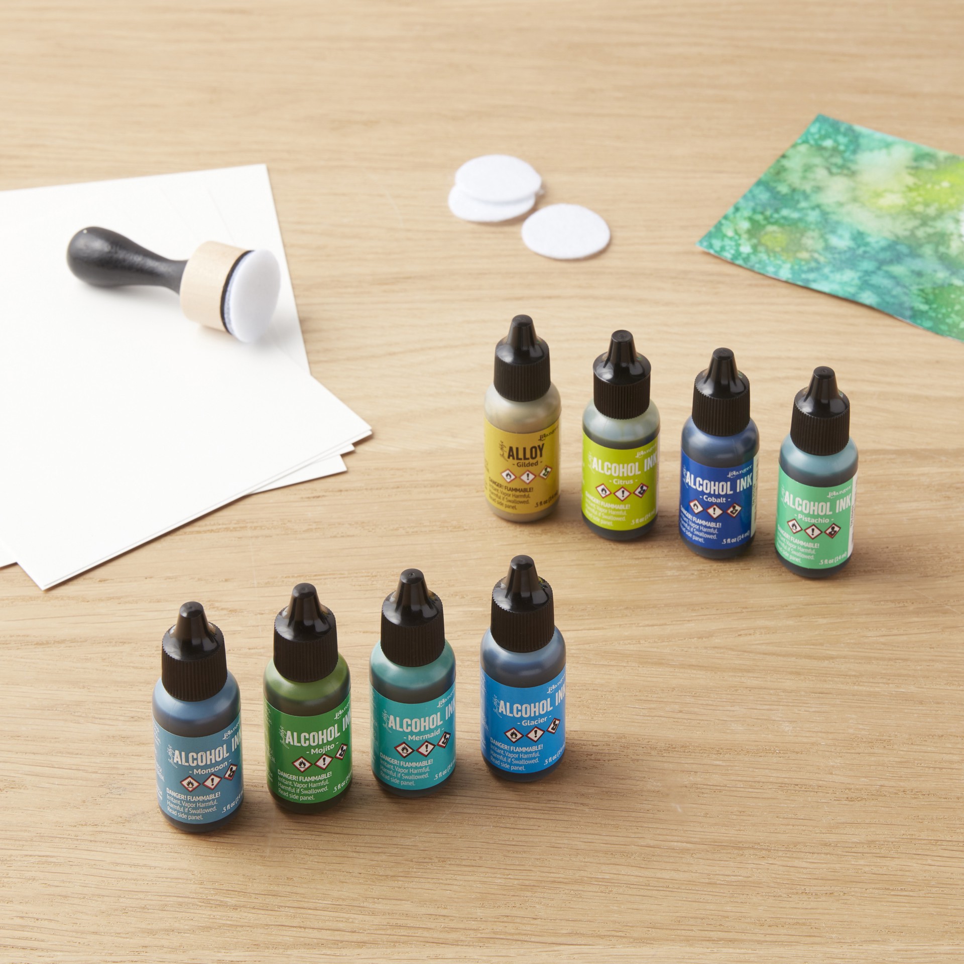 slide 2 of 6, Tim Holtz Greens & Blue 8 Color Alcohol Ink Set, 14 ml each