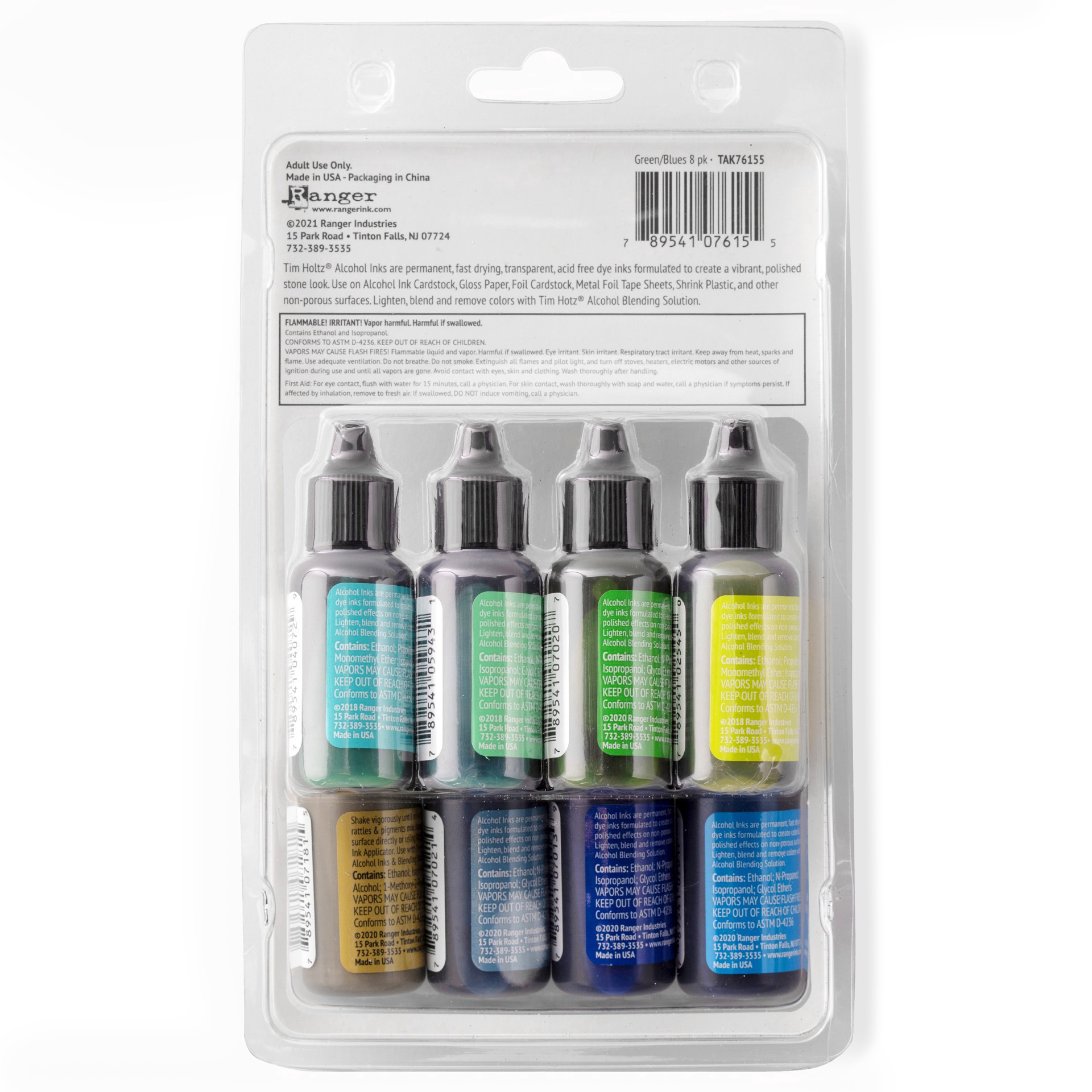 slide 4 of 6, Tim Holtz Greens & Blue 8 Color Alcohol Ink Set, 14 ml each