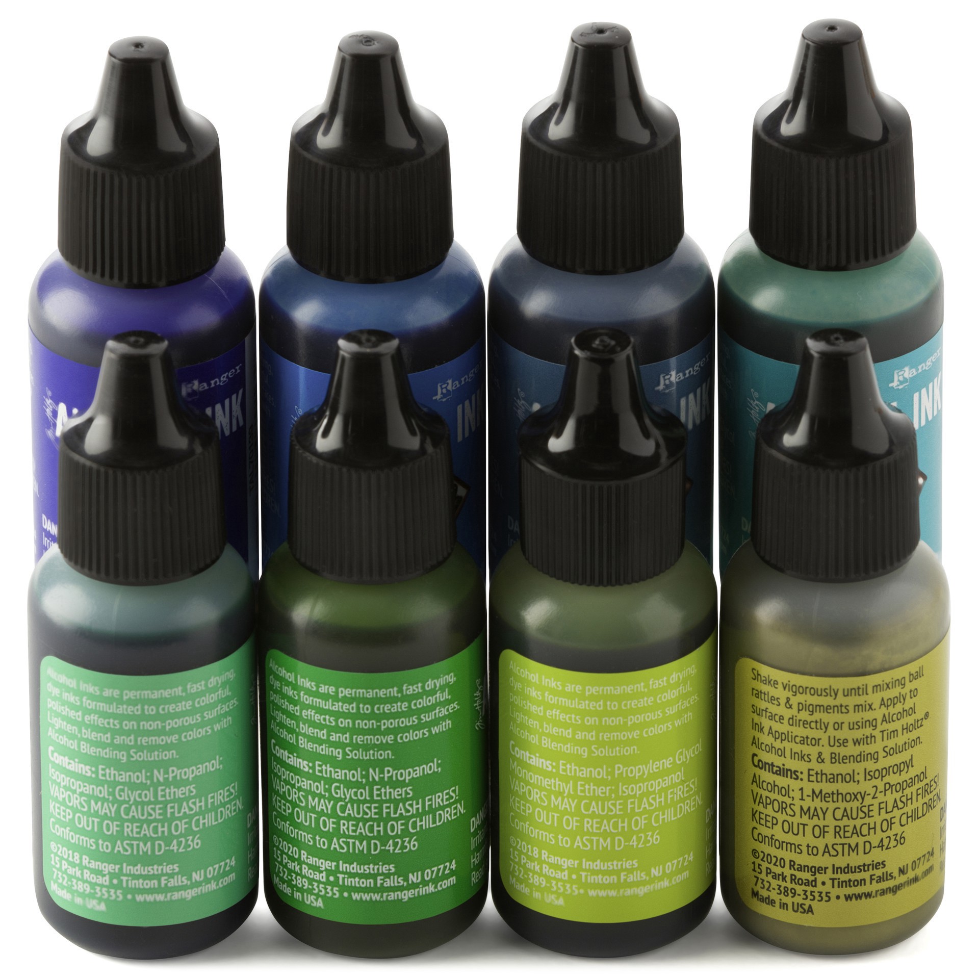slide 5 of 6, Tim Holtz Greens & Blue 8 Color Alcohol Ink Set, 14 ml each