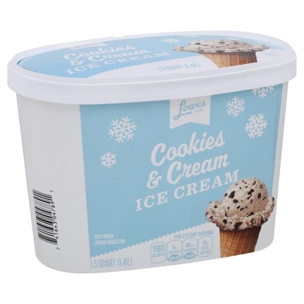 slide 1 of 1, Lowes Foods Cookies & Cream Ice Cream, 48 oz