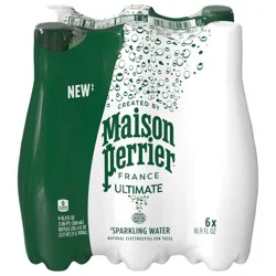 Maison Perrier Ultimate Sparkling Water, 16.9 FL OZ Plastic Water Bottles, 6 Count