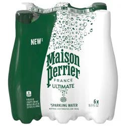 Maison Perrier Ultimate Sparkling Water, 16.9 FL OZ Plastic Water Bottles, 6 Count