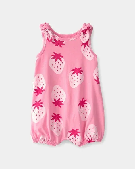 slide 1 of 2, Carter's Baby Girl Strawberry Sleeveless Romper - Pink 3M, 1 ct