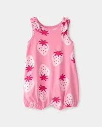 Carter's Baby Girl Strawberry Sleeveless Romper - Pink 3M