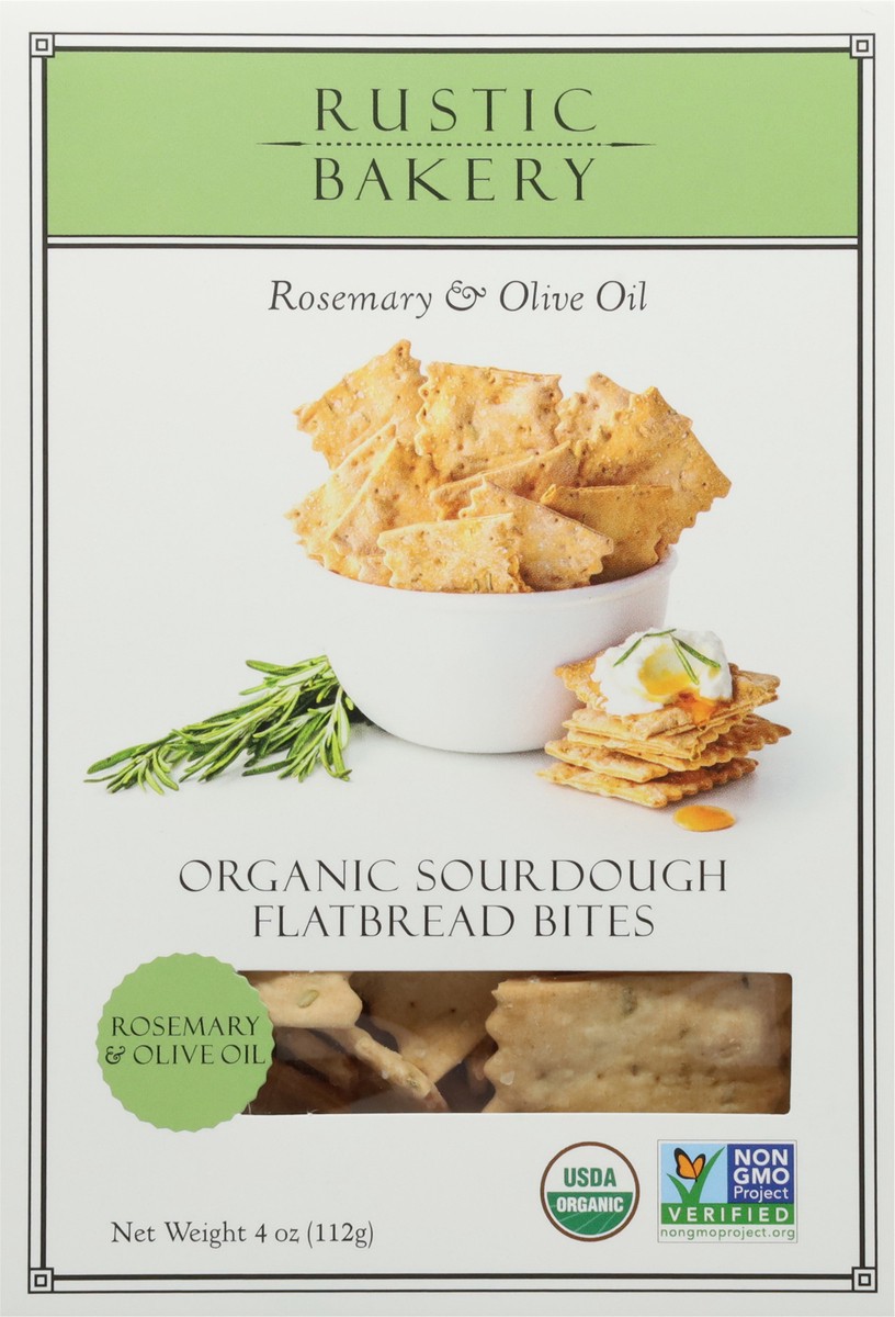 slide 6 of 13, Rustic Bakery Organic Sourdough Rosemary & Olive Oil Flatbread Bites 4 oz, 4 oz