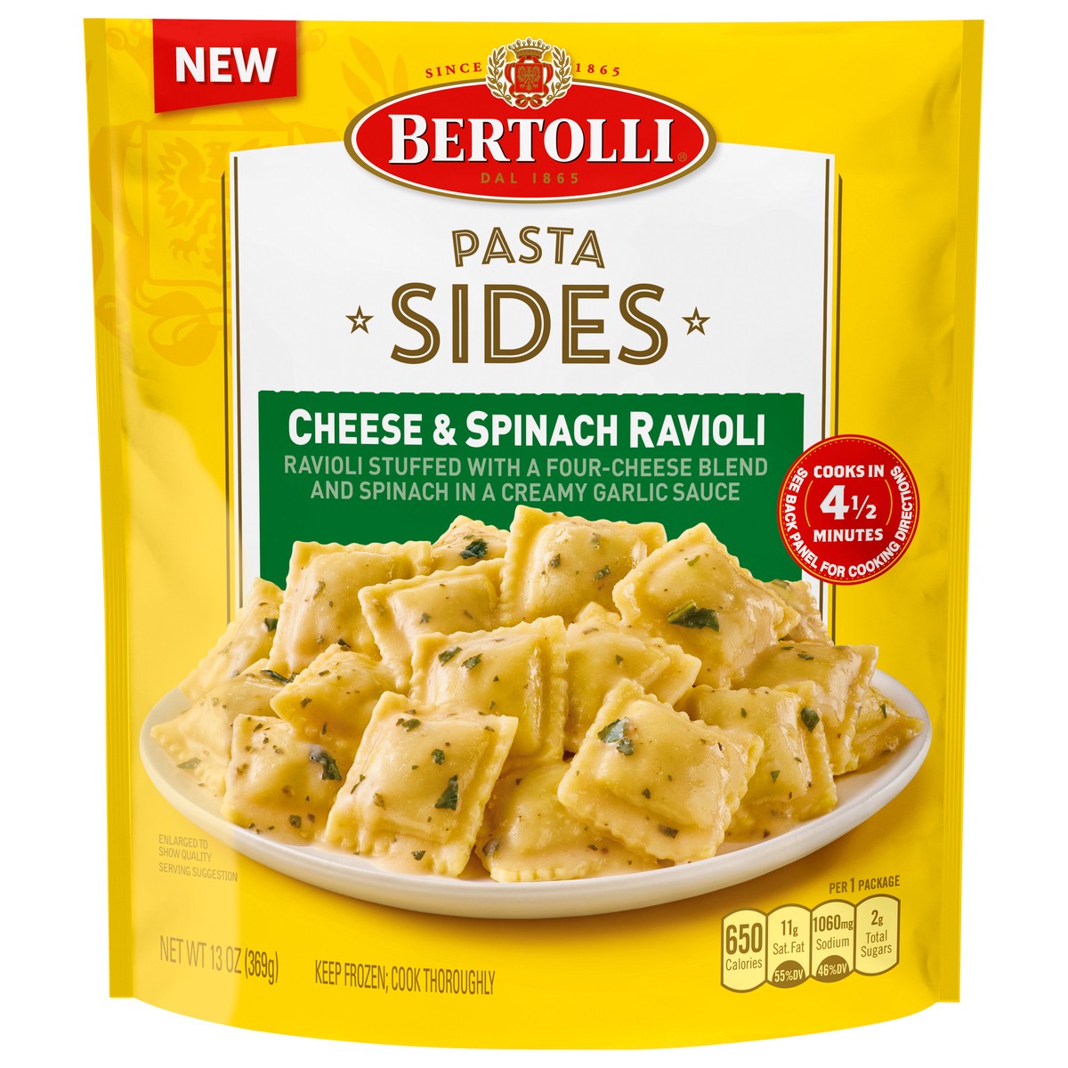 slide 1 of 5, Bertolli Cheese & Spinach Ravioli Pasta Sides 13 oz, 13 oz