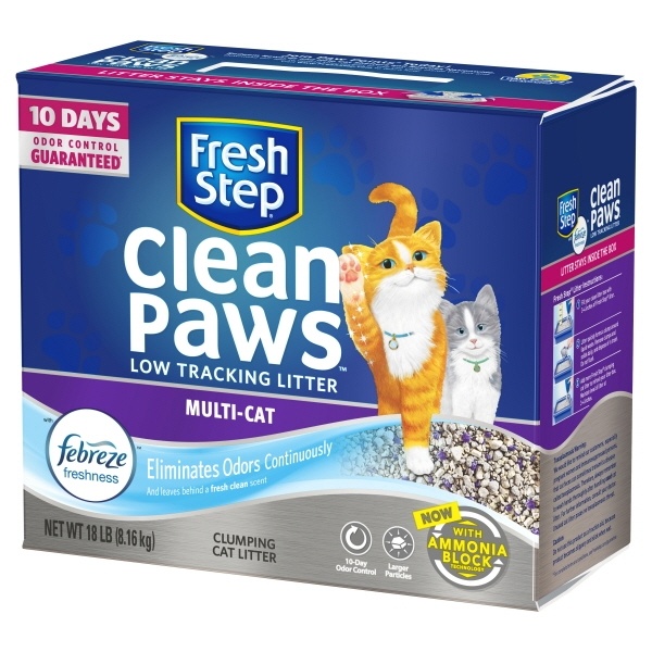 slide 1 of 1, Fresh Step Clean Paws Multi Cat Litter, 18 lb