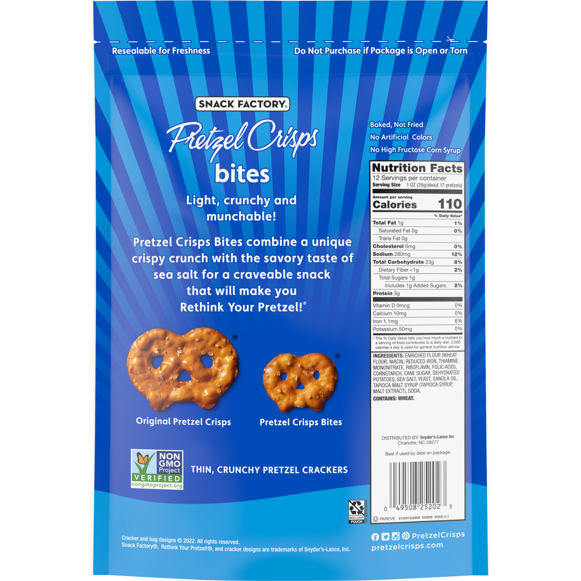 slide 5 of 5, Snack Factory Pretzel Crisps Bites, Sea Salt Pretzels, 12 Oz, 12 oz