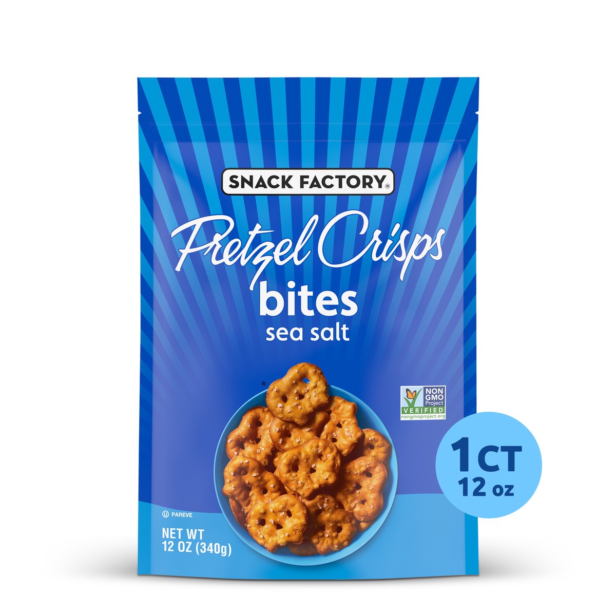 slide 1 of 5, Snack Factory Pretzel Crisps Bites, Sea Salt Pretzels, 12 Oz, 12 oz