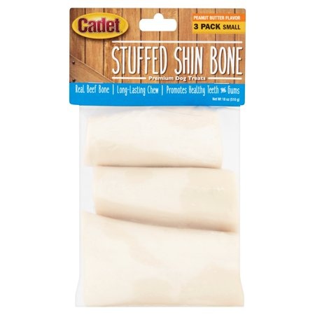 slide 1 of 1, Cadet Peanut Butter Flavor Stuffed Shin Bone for Dogs, 3 ct